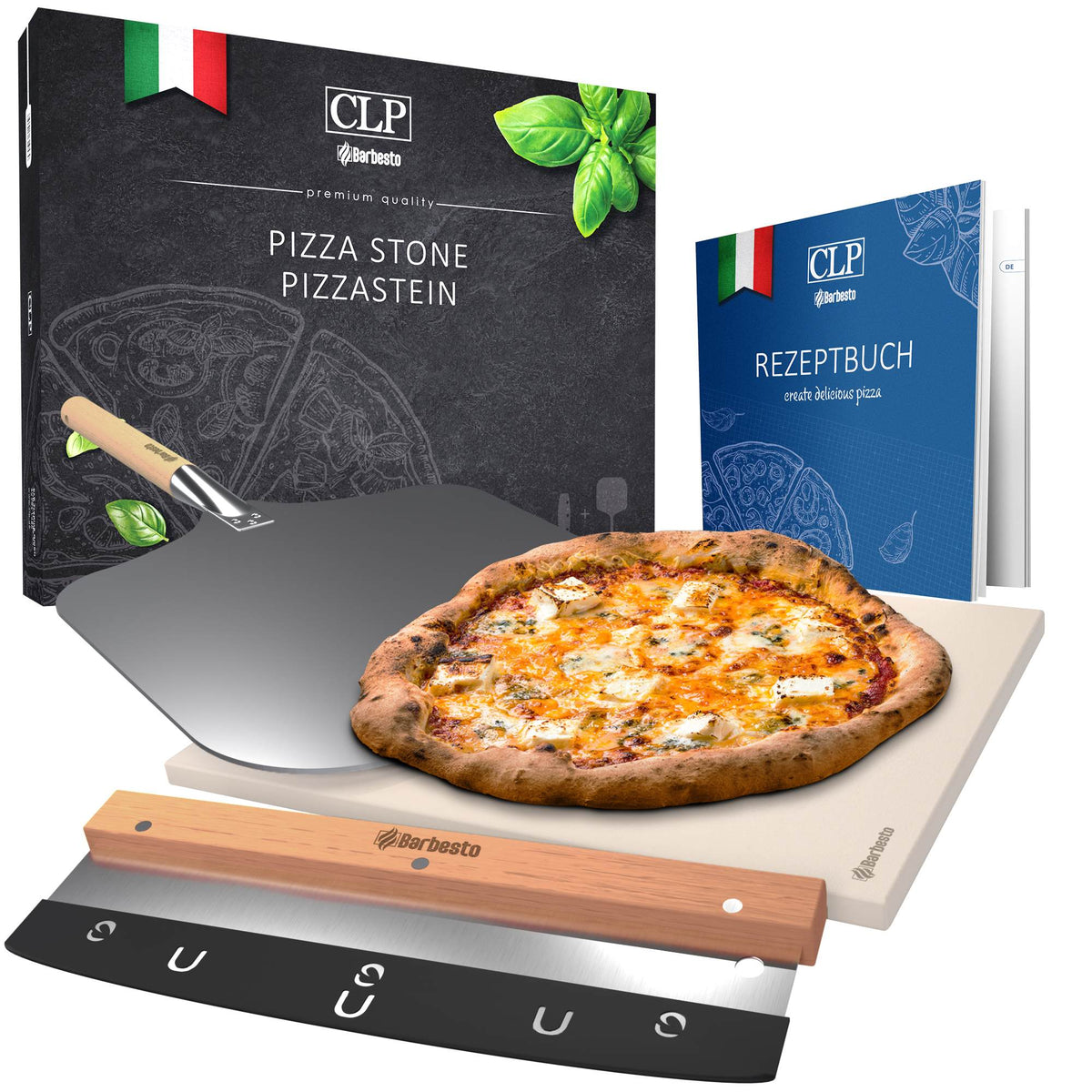 DELUXE Pizzastein-Set aus Cordierit