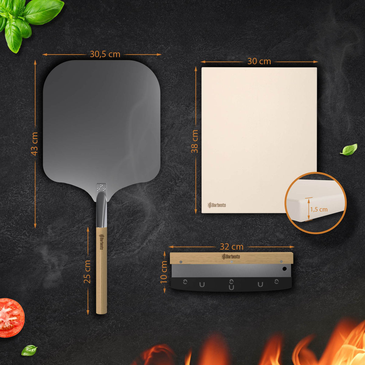 DELUXE Pizzastein-Set aus Cordierit
