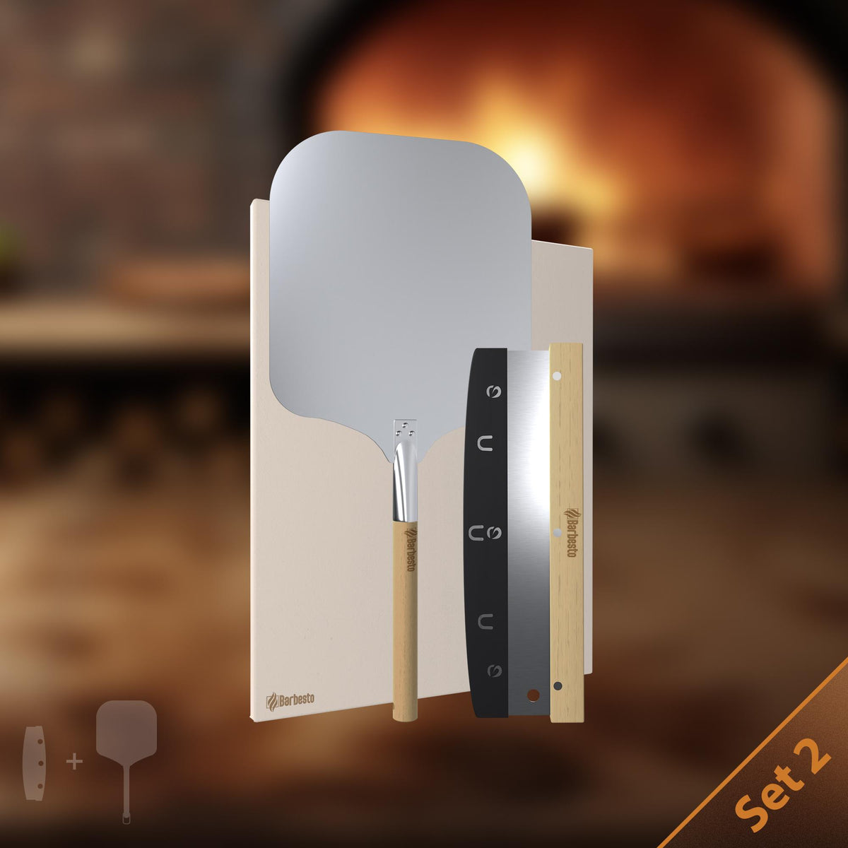 DELUXE Pizzastein-Set aus Cordierit
