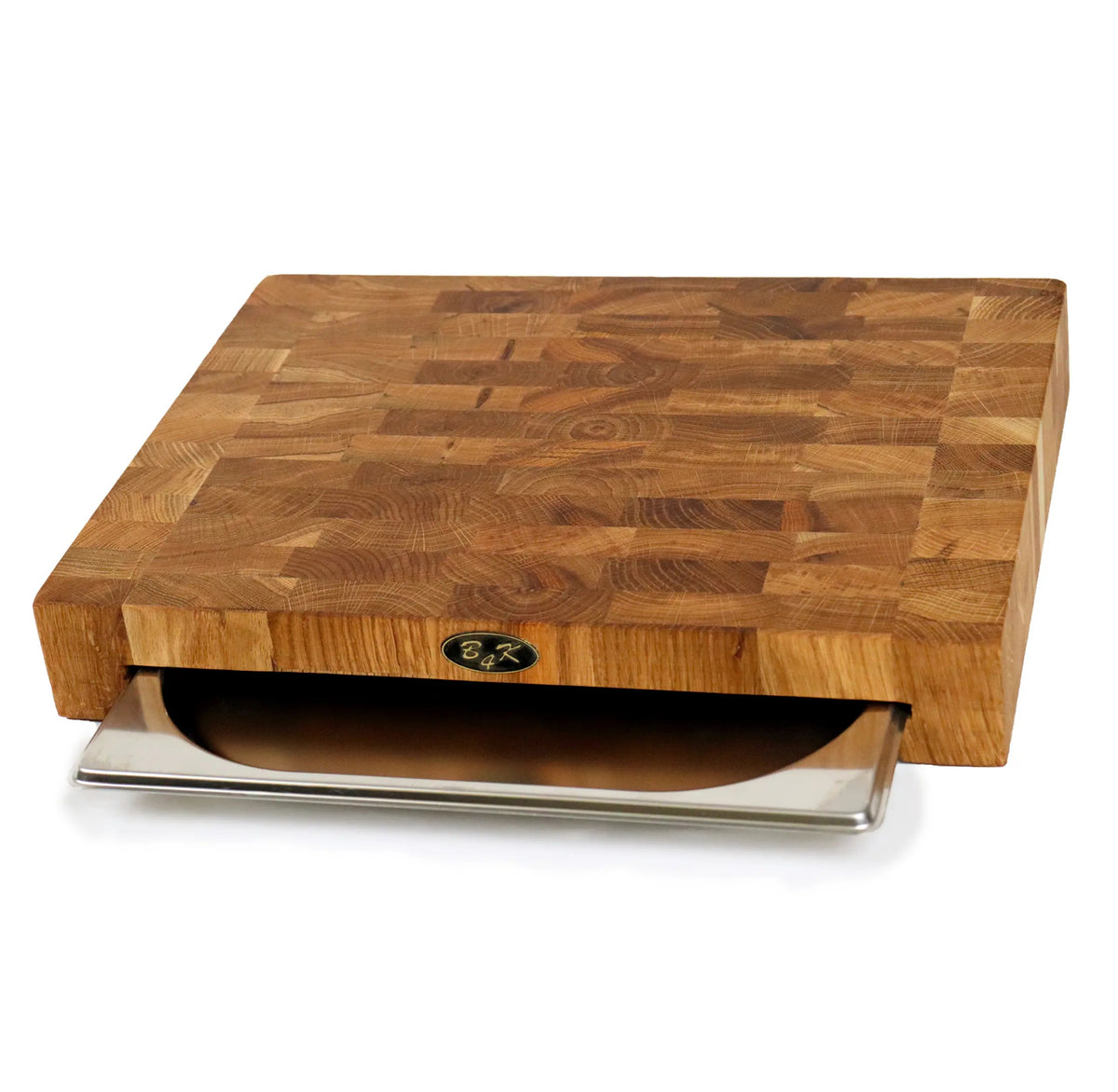 Stirnholz-Schneidebrett mit Auffangschale – 40 × 30 × 6 cm