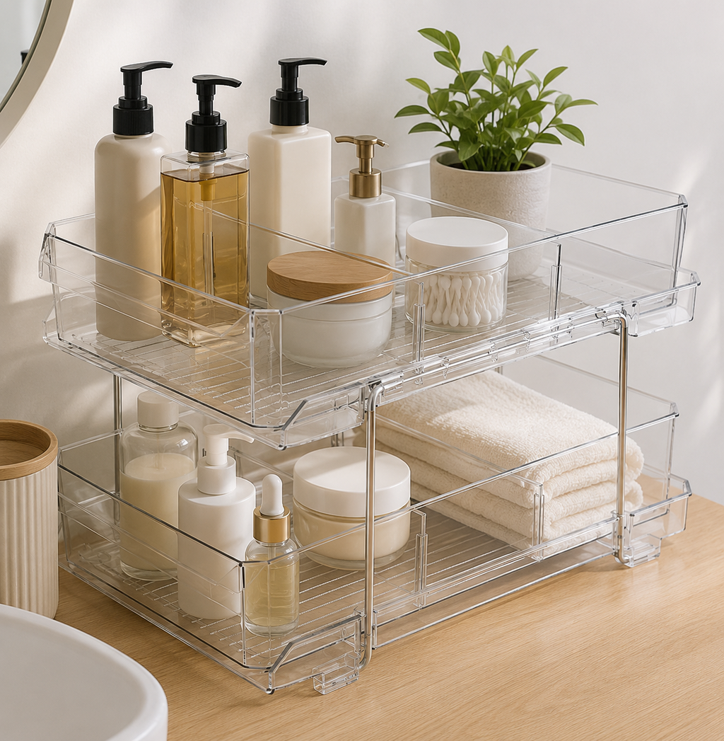 Belle Vous 2-Tier Pull-Out Bathroom & Cabinet Organiser HA1
