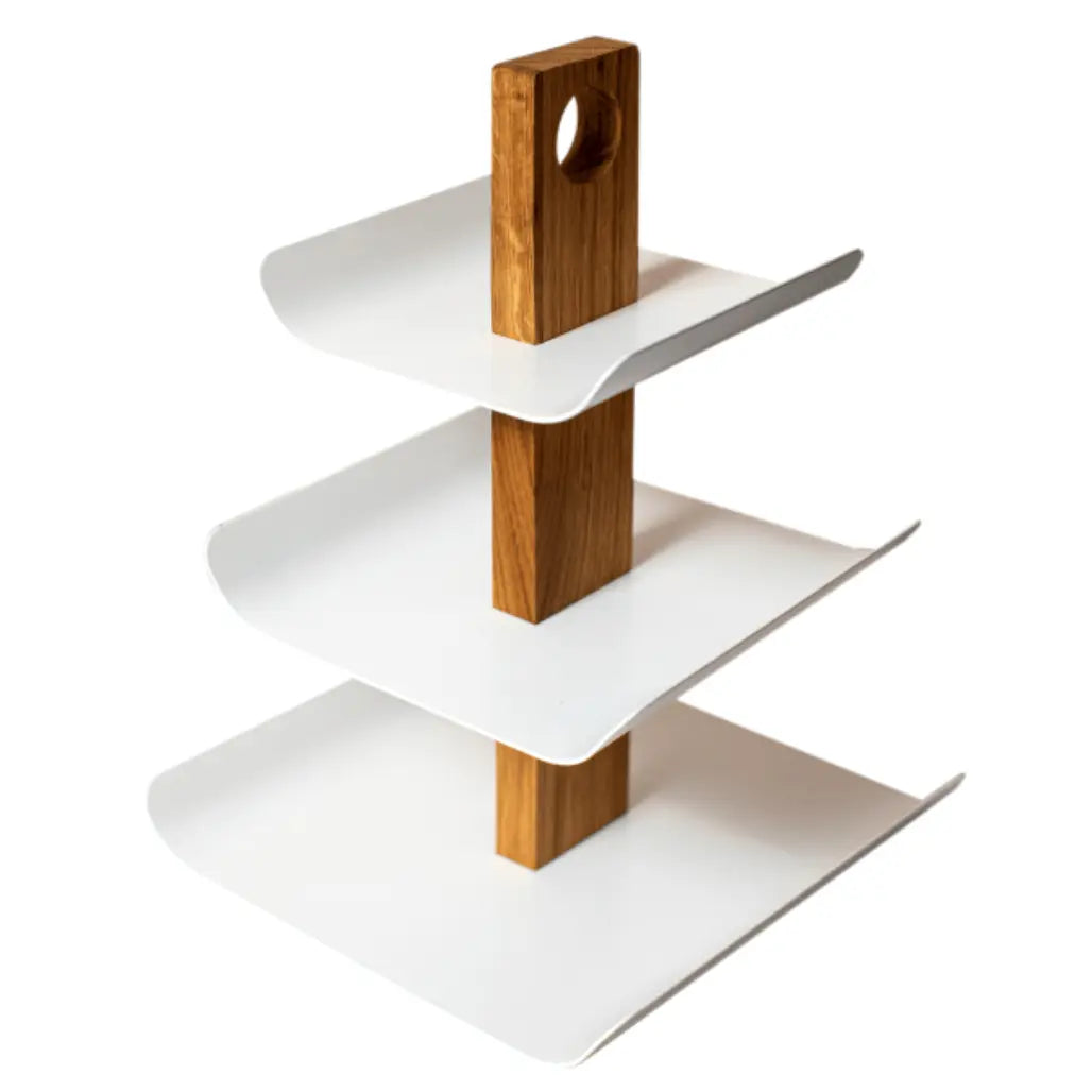 Etagere aus Holz & Metall – 3 Etagen, 33 cm
