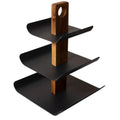 Modern 3-Tier Wood & Metal Fruit Stand – Black, 33 cm