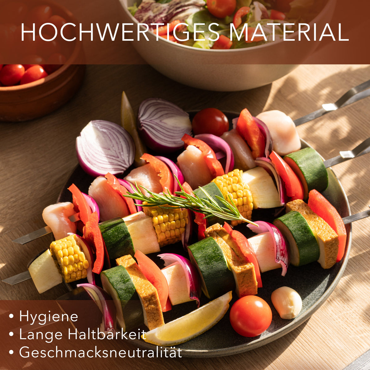 Edelstahl-Grillspieße mit Tasche – 10er-Set