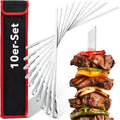 Long Stainless Steel BBQ Skewers for Meat & Vegetables – Pack of 10