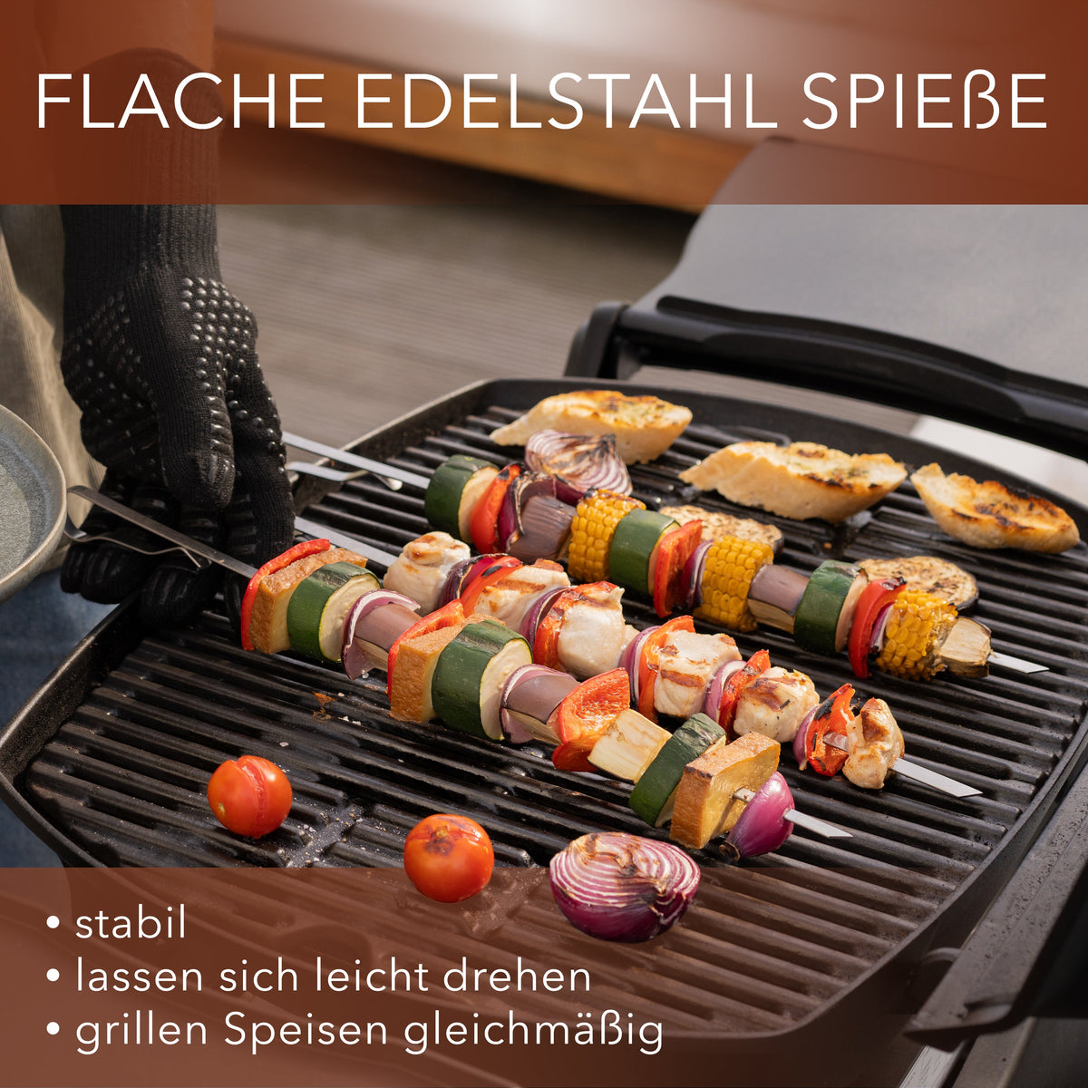 Edelstahl-Grillspieße mit Tasche – 10er-Set