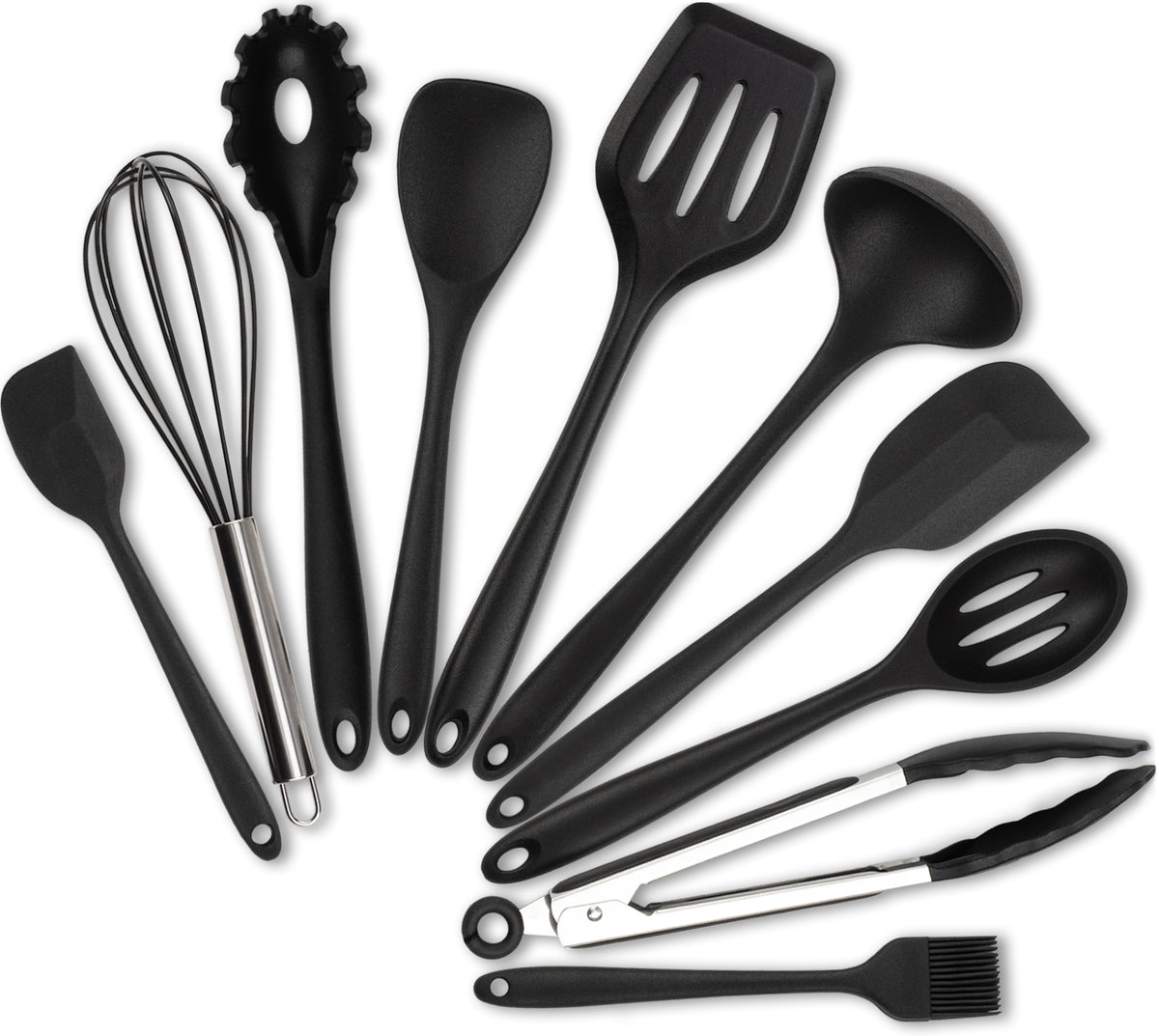 Silikon-Küchenhelfer mit Edelstahl – 10er-Set