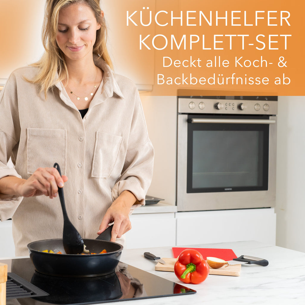 Silikon-Küchenhelfer mit Edelstahl – 10er-Set