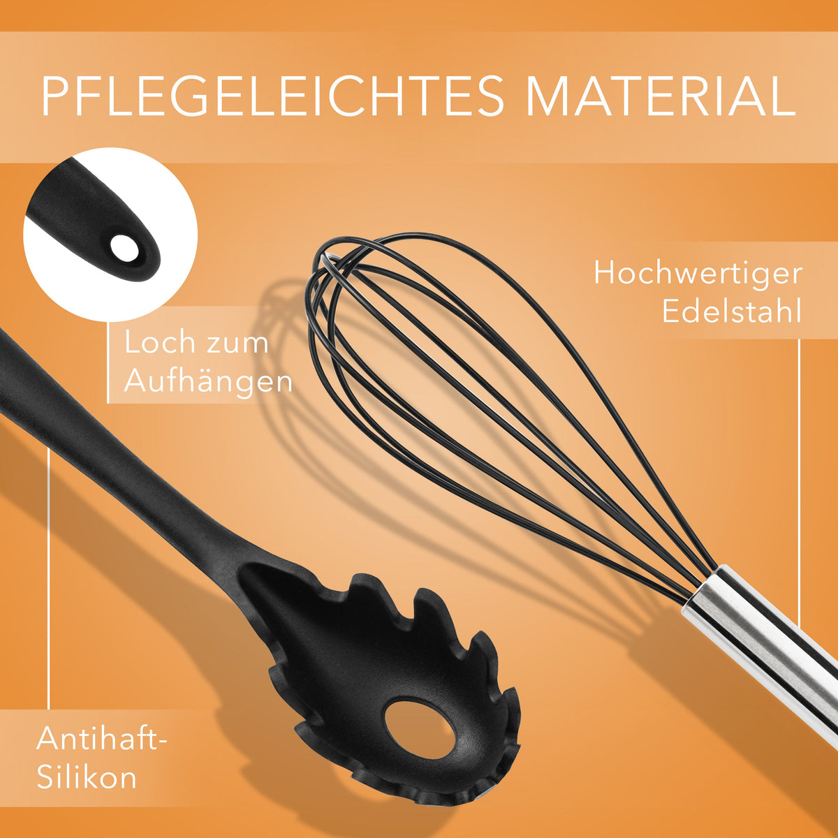 Silikon-Küchenhelfer mit Edelstahl – 10er-Set
