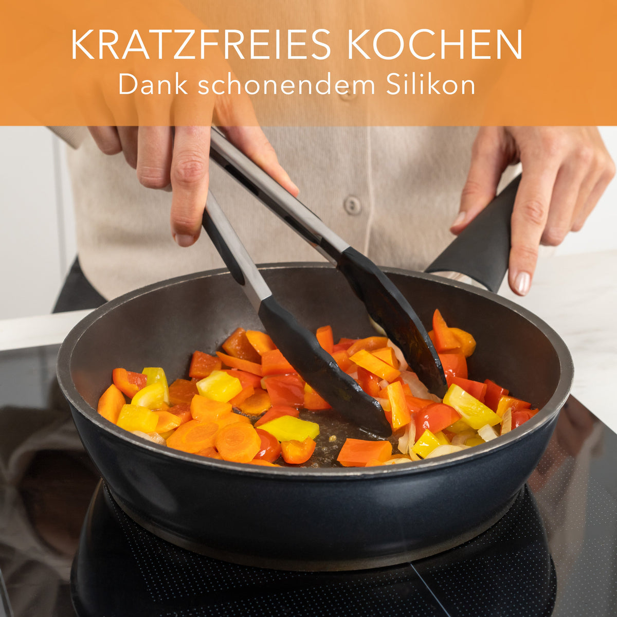 Silikon-Küchenhelfer mit Edelstahl – 10er-Set