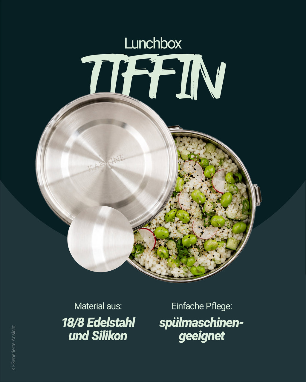 Tiffin Stainless Steel Lunchbox – Leakproof & Plastic-Free, 1,200 ml