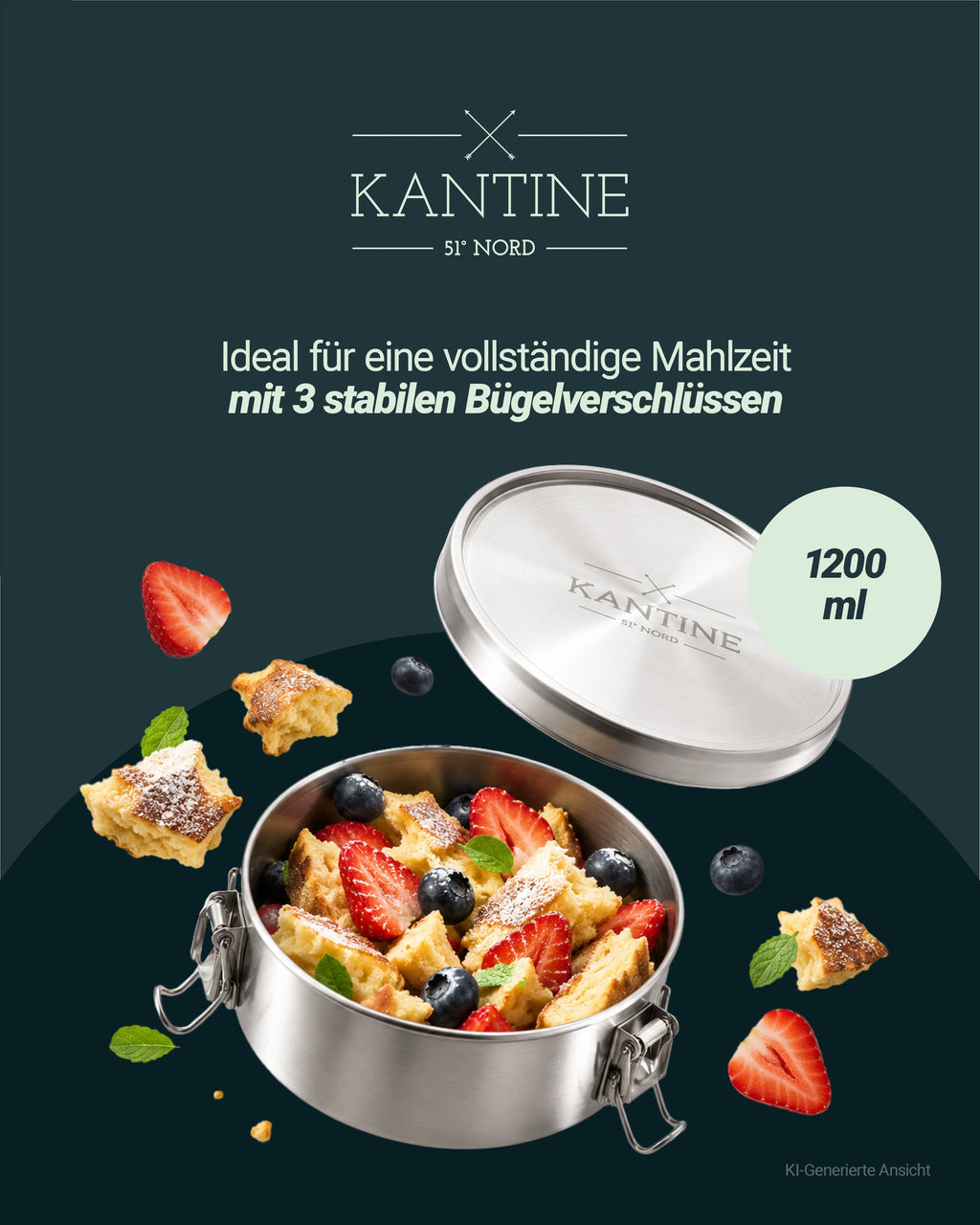 Tiffin Stainless Steel Lunchbox – Leakproof & Plastic-Free, 1,200 ml