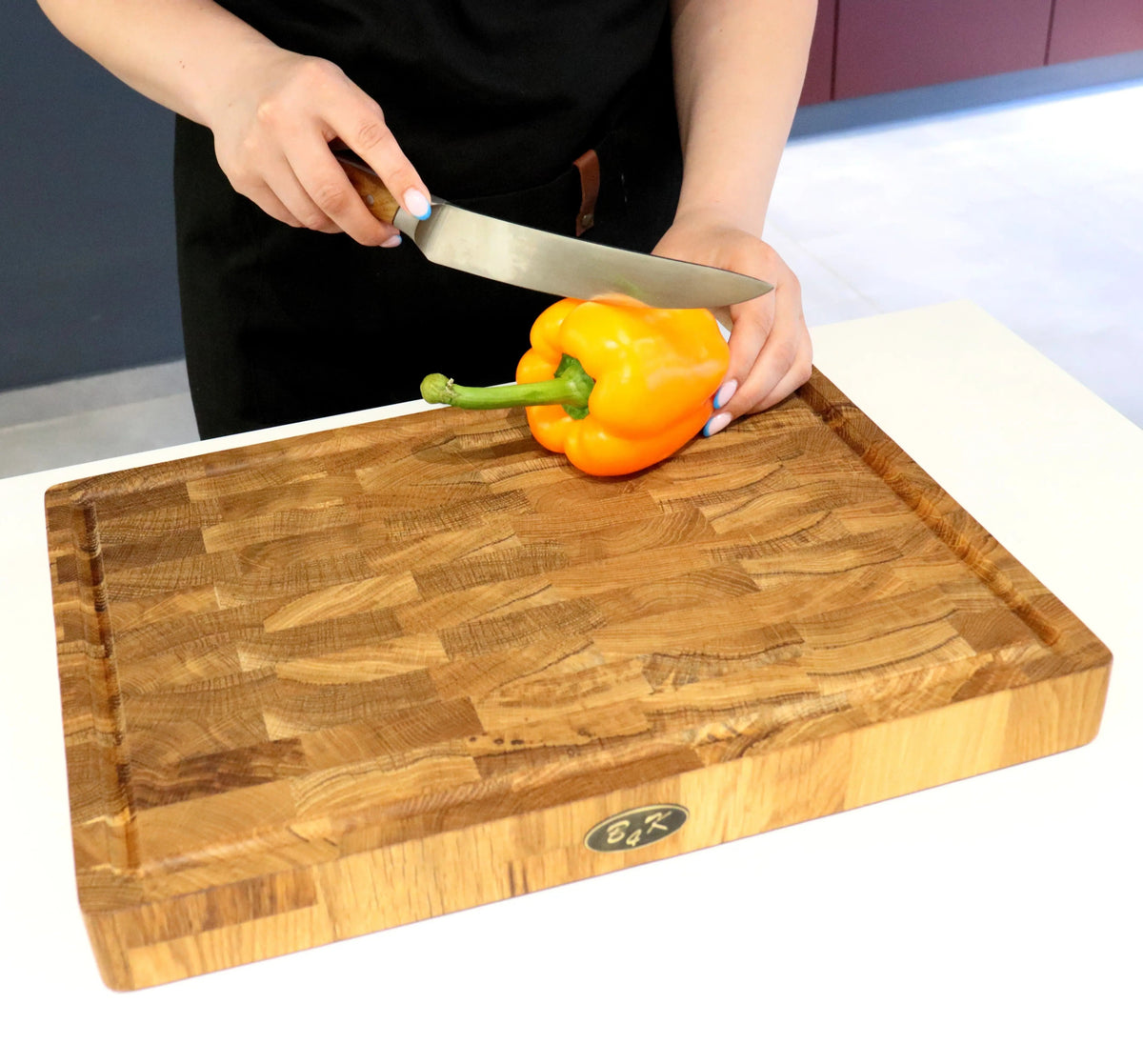 Stirnholz-Schneidebrett Eiche – 40 × 30 × 4 cm