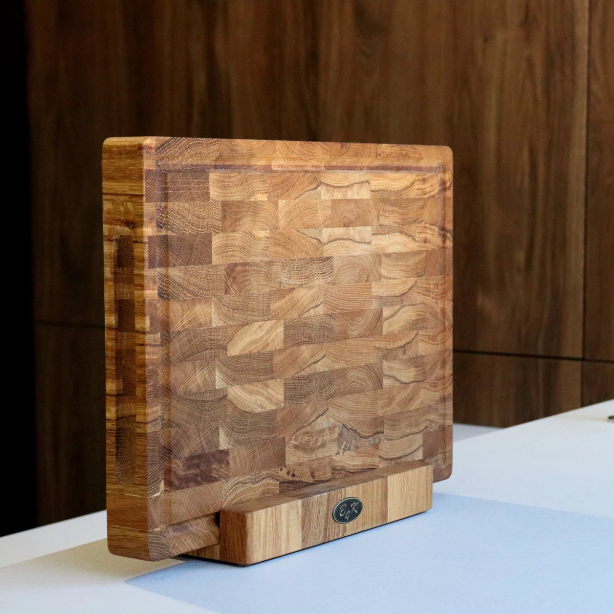 Stirnholz-Schneidebrett Eiche – 40 × 30 × 4 cm