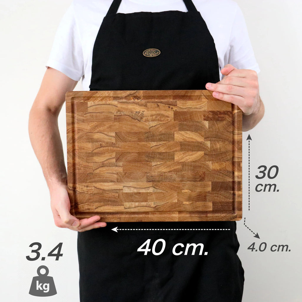 Stirnholz-Schneidebrett Eiche – 40 × 30 × 4 cm