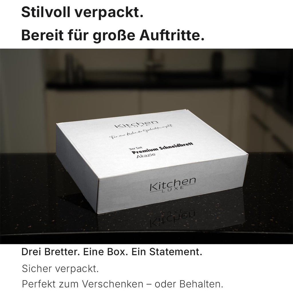 Akazien-Schneidebretter mit Halter – 3er-Set
