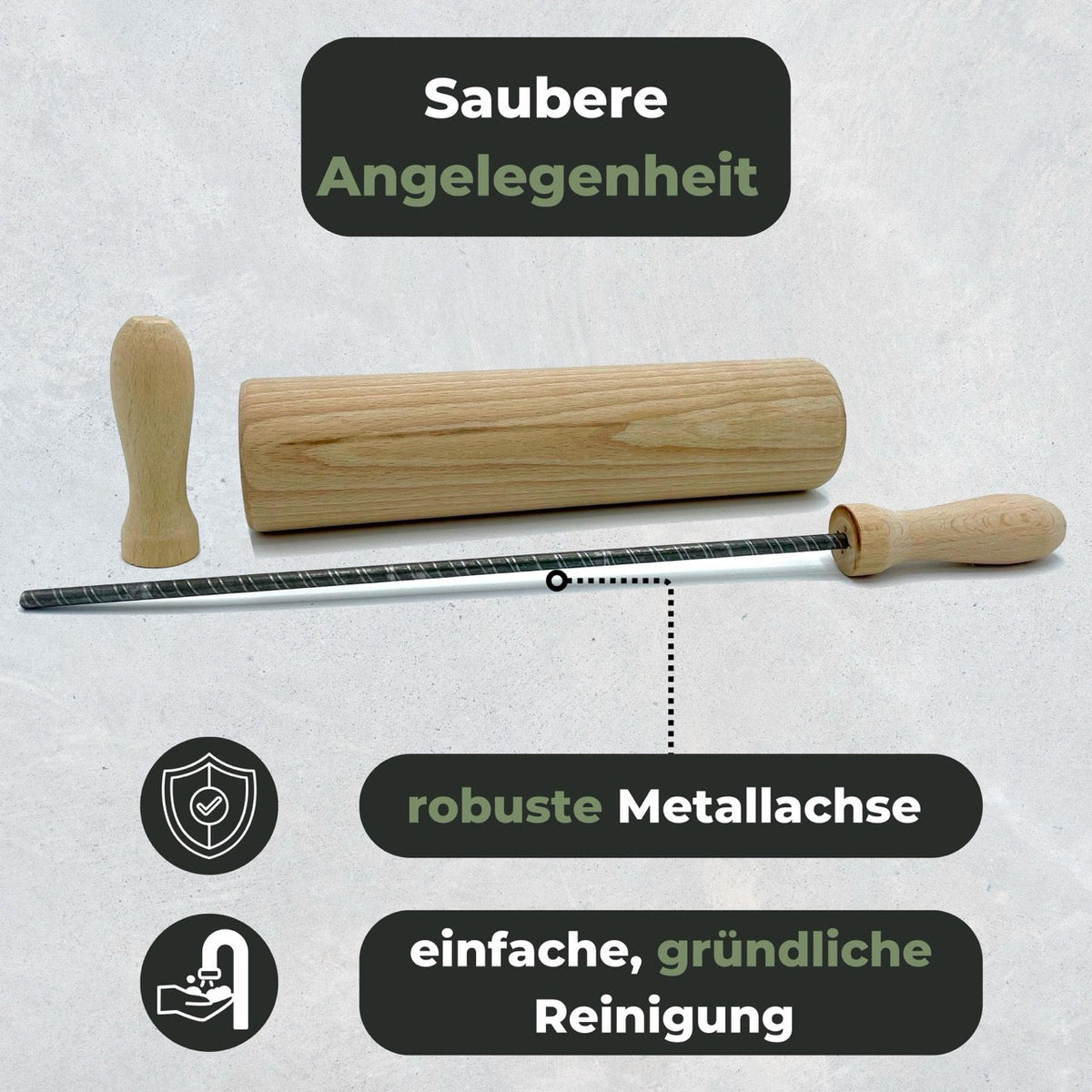 Nudelholz aus Buche – 25 cm Rollfläche