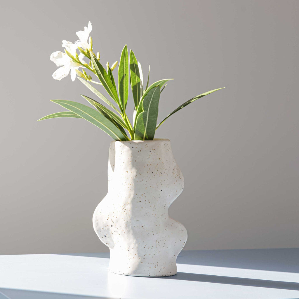 Keramikvase Fluxo – Weiß, 17 cm