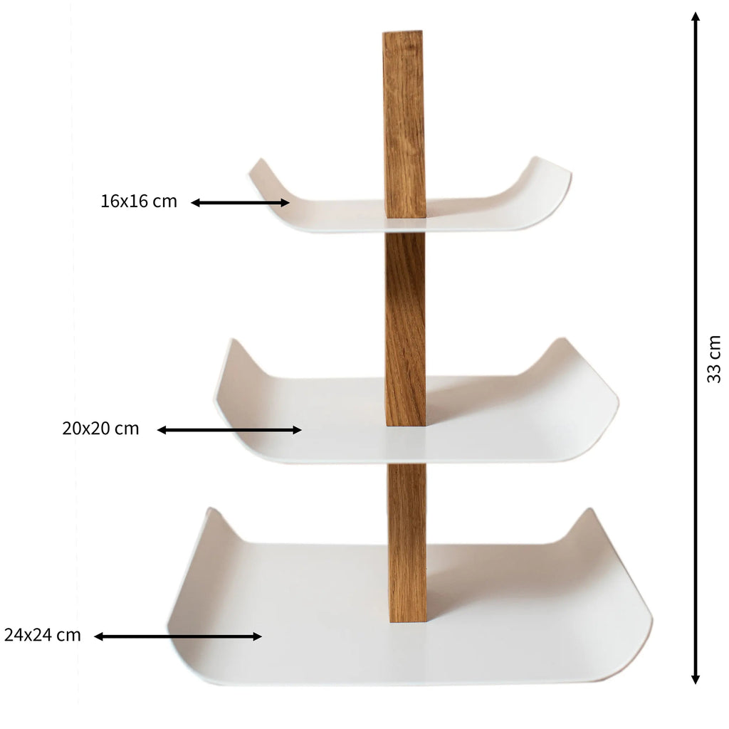 Modern 3-Tier Wood & Metal Fruit Stand – Black, 33 cm